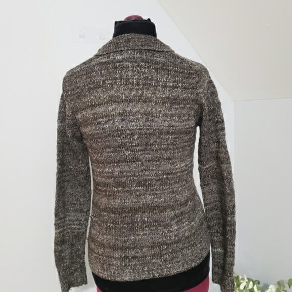 Gap Asymmetric Zipper Long Sleeve Wool Alpaca Brown Knit Cardigan Sweater Edgy S - Picture 4 of 13